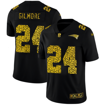 New England New England Patriots #24 Stephon Gilmore Men's Nike Leopard Print Fashion Vapor Limited NFL Jersey Black Men's